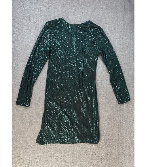 NWT Maurices Sequin Cardigan Long Line Open Front Emerald Green Size XS - Picture 2 of 7